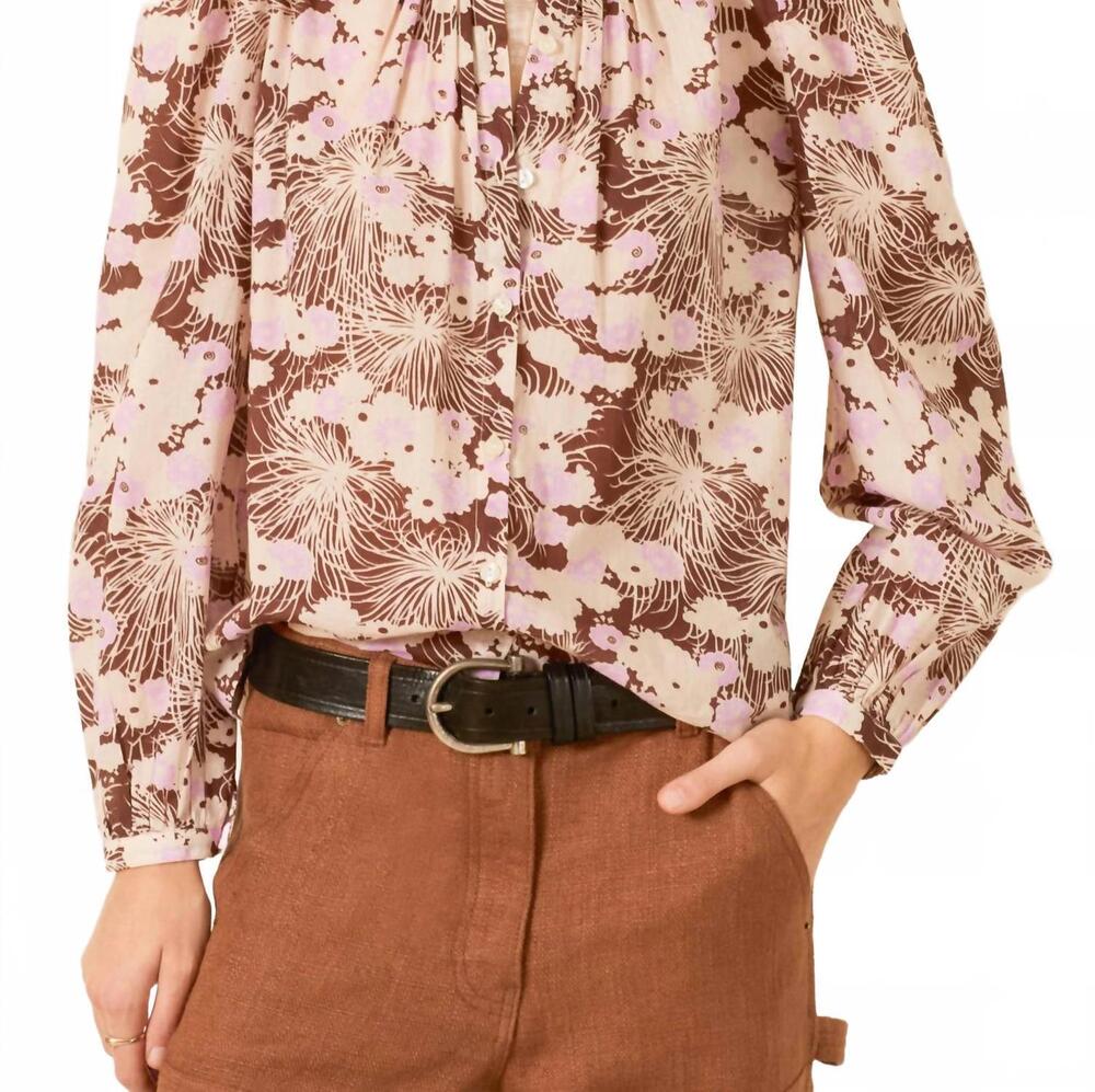 NEW ALIX OF BOHEMIA annabel dandelion dusk shirt in dark brown
